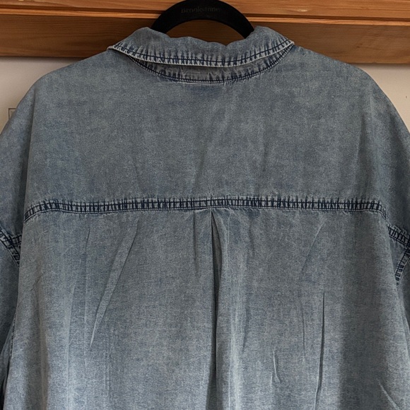 Oversized Light Blue Denim Button-Up Top - Picture 7 of 7